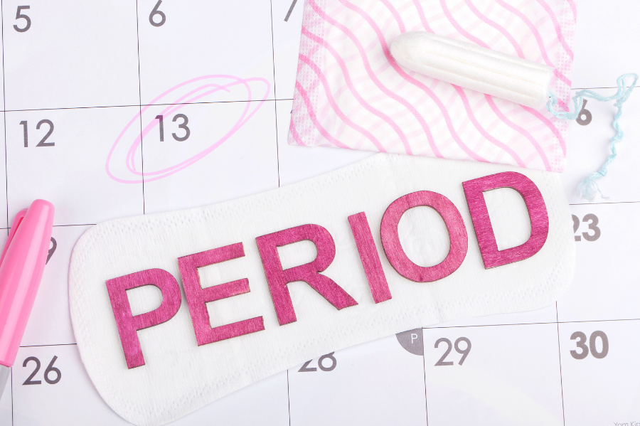 Period word on top of a calendar