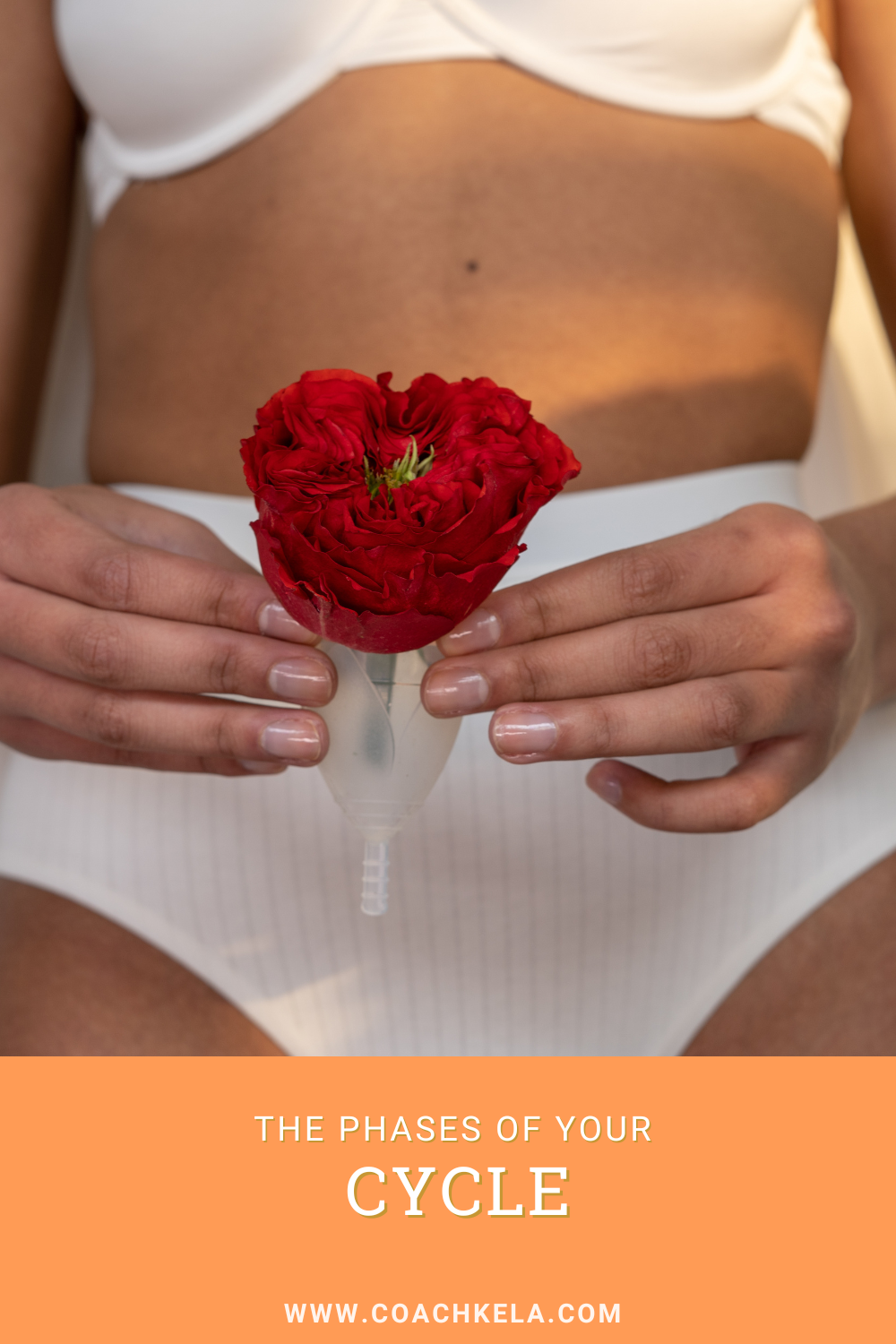 woman holding a menstrual cup waiting for her menstrual cycle