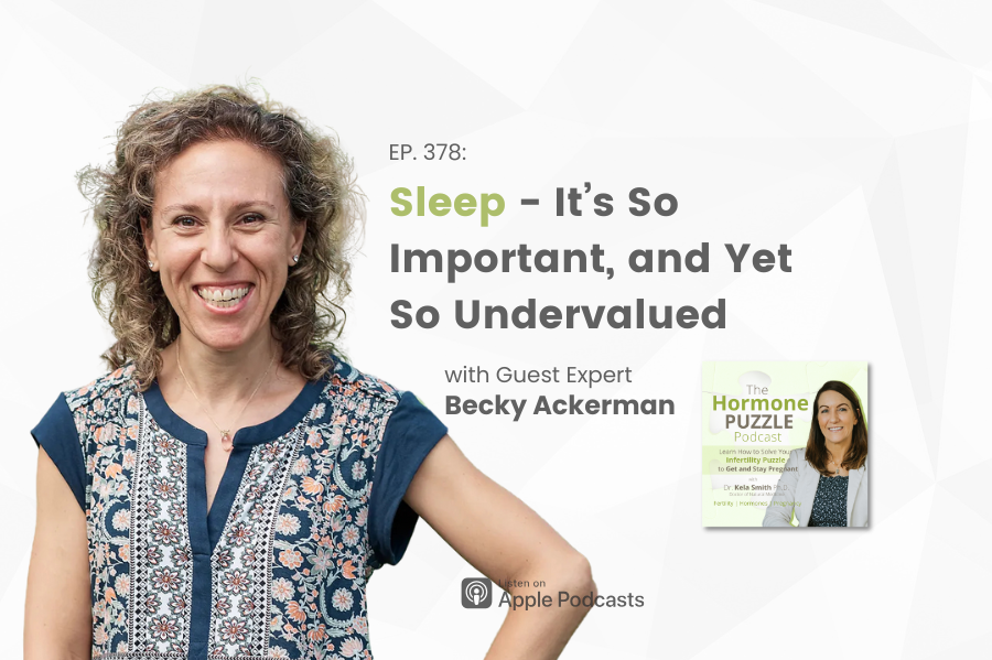 Podcast promotional graphic for The Hormone Puzzle Podcast featuring guest Becky Ackerman. The title reads “Sleep—It’s So Important, and Yet So Undervalued.”