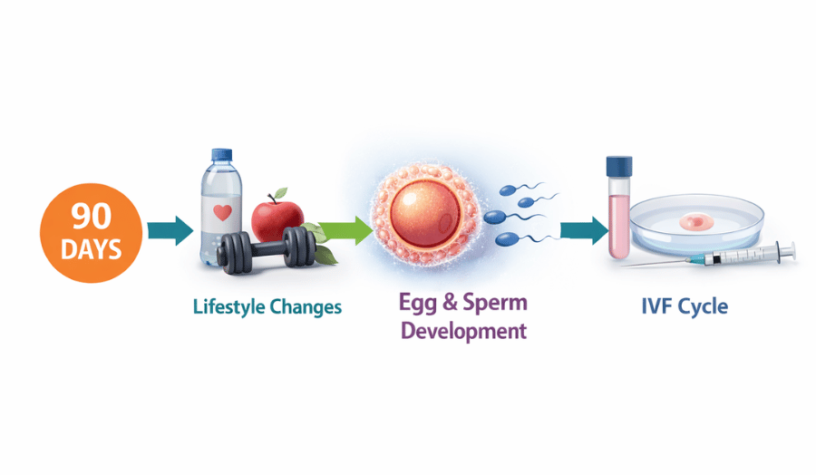 90 day IVF preparation timeline egg and sperm development